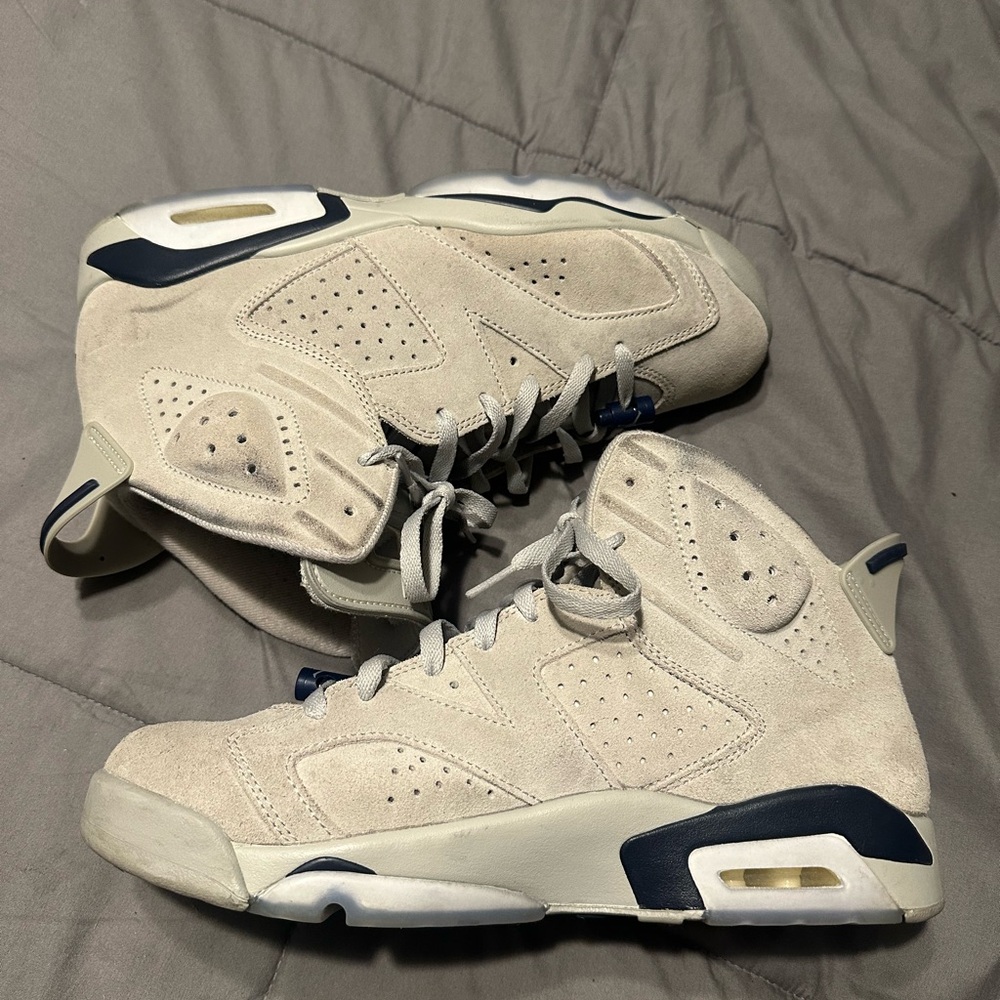 Jordan Cream and Blue High-Top Sneakers